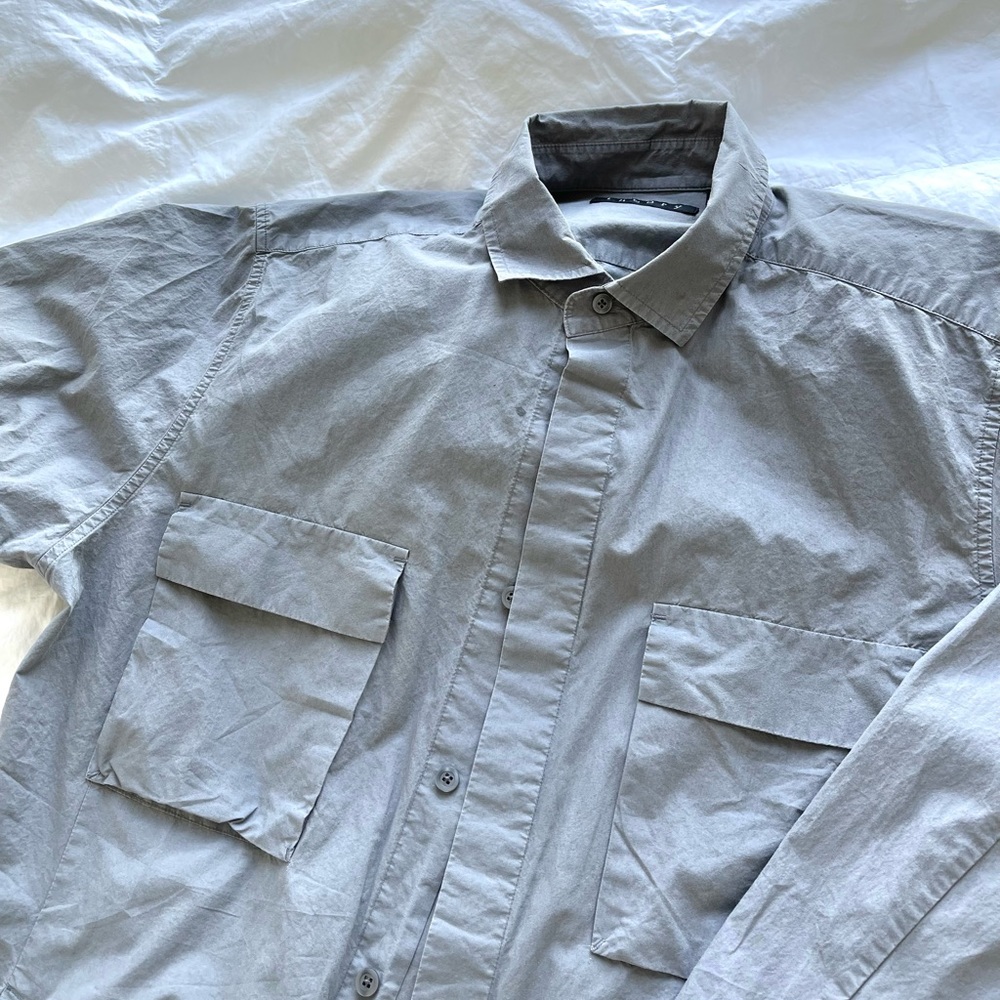 Theory Grey Hidden Closure Shirt Jacket L